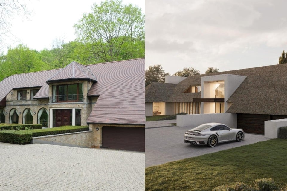 De huidige voorkant (links) en het ontwerp van de architect (rechts)