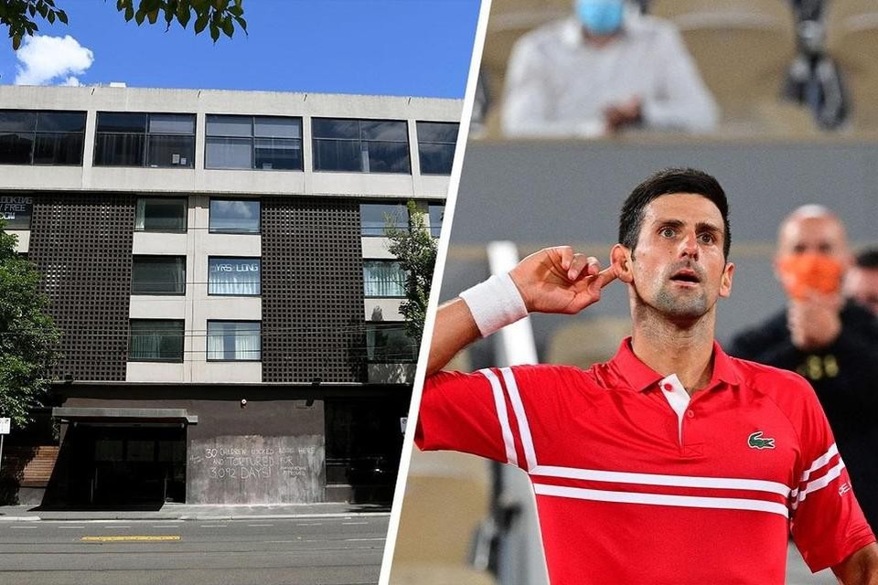 Toptennisser Novak Djokovic blijft nog tot maandag opgesloten in “quarantainehotel”. 