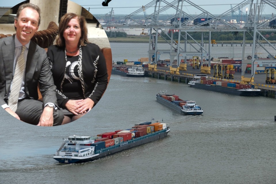 Jacques Vandermeiren, ceo van de Antwerpse haven, met zijn Canadese collega Sylvie Vachon.