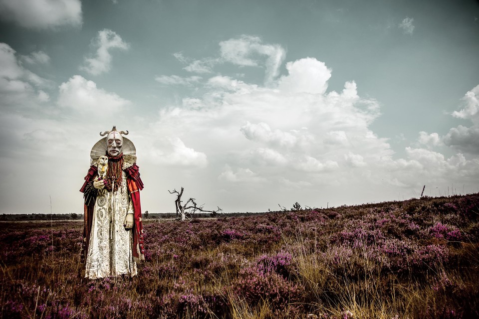 Man met uil, Kalmthoutse heide, 21 augustus 2020.