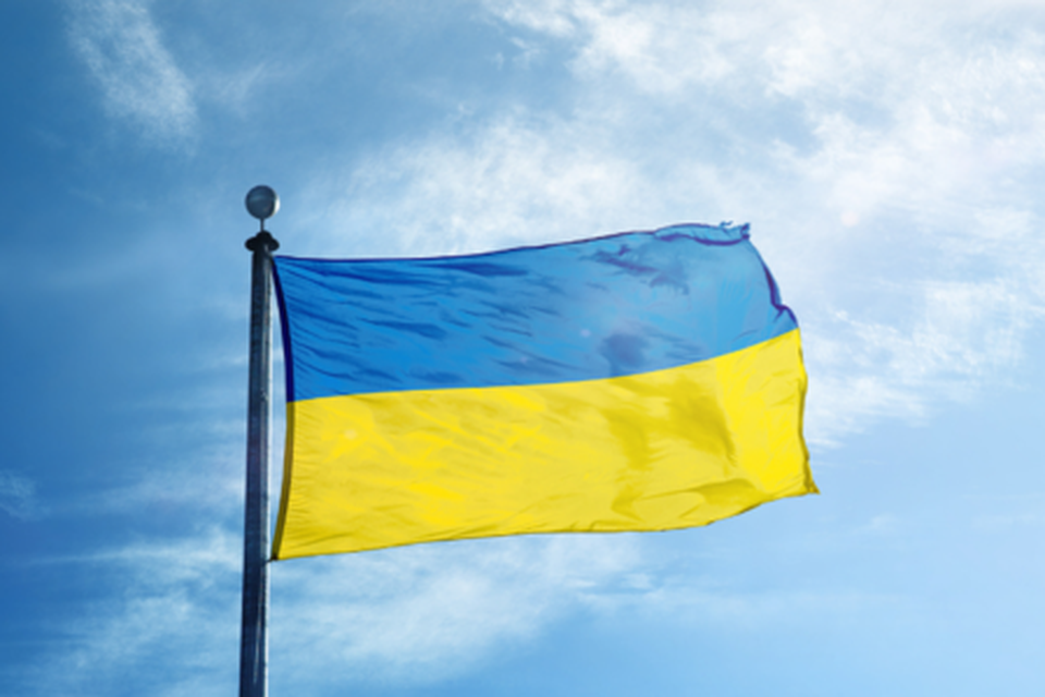 De Oekraïense vlag. 