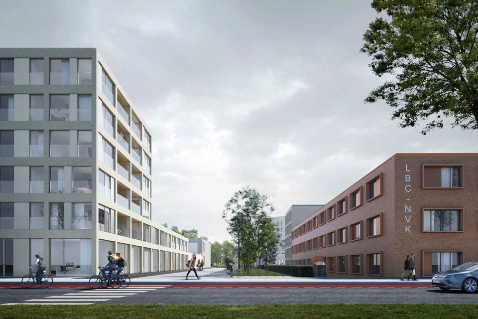 Op het toekomstbeeld krijgt het volwassenonderwijs (rechts) een prominente plaats langs de Mechelsesteenweg.
