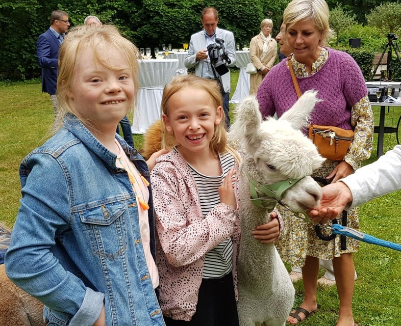 Ook kinderen zijn niet bang van de alpaca’s.