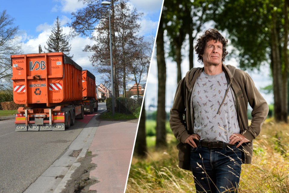 De Vaartstraat krijgt nu veel zwaar verkeer van de industriezone te slikken. Rechts: Dirk Draulans
