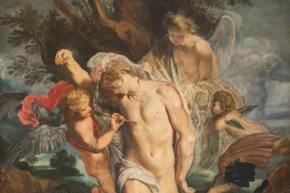 Het schilderij ‘Sint Sebastiaan verzorgd door twee engelen’ van Pieter-Paul Rubens gaat volgende maand onder de hamer bij Sotheby’s.