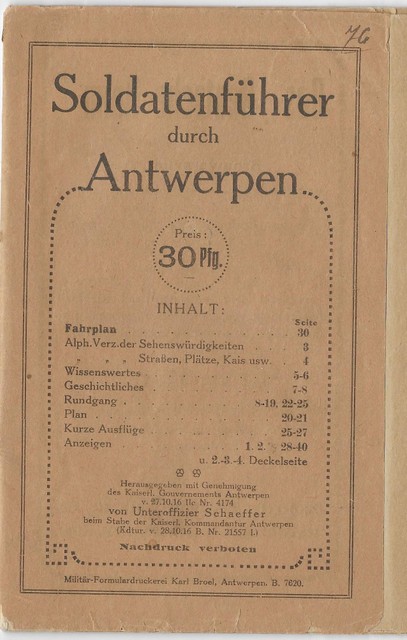 The 'Soldatenführer durch Antwerpen', a tourist guide for German soldiers. 