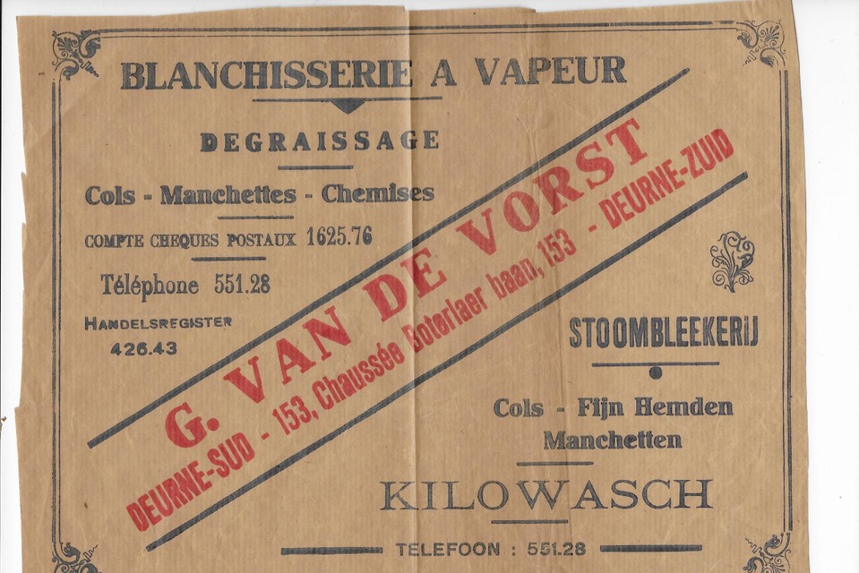 Stoomblekerij G. Van De Vorst in Deurne-Zuid was gespecialiseerd in ‘kilowasch’.