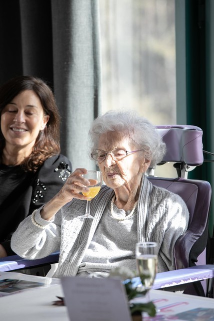Magda Janssens op haar 111de verjaardag op 16 maart dit jaar.