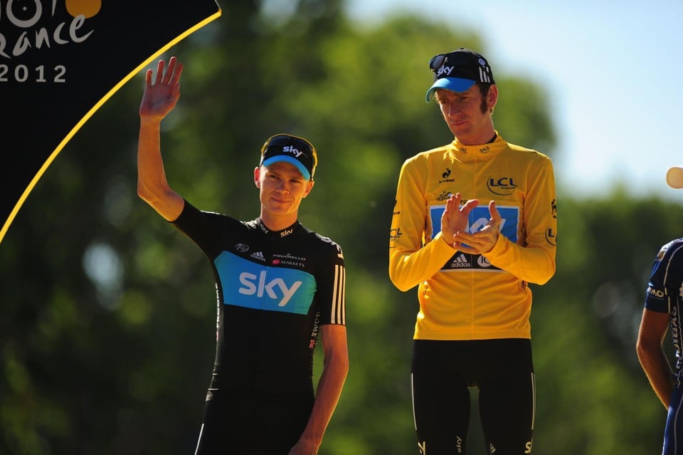 Wiggins en Froome mochten allebei het podium op in Parijs in 2012