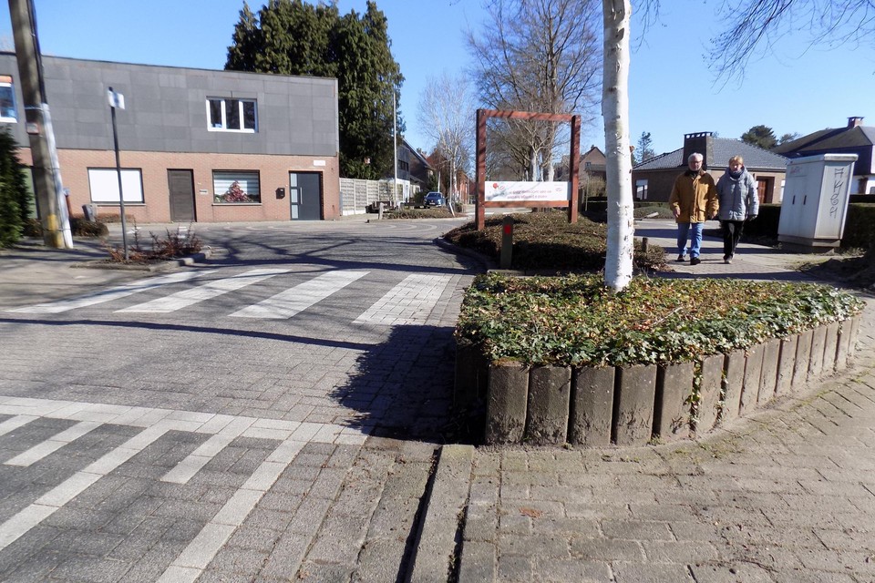De bloembakken op het kruispunt van Berkenmei en Hofeinde in Vosselaar zijn niet goed zichtbaar.