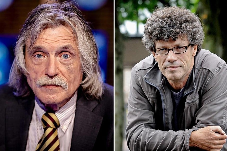 Links: Johan Derksen. Rechts: socioloog Bas van Stokkom, die een boek schreef over hufters. 