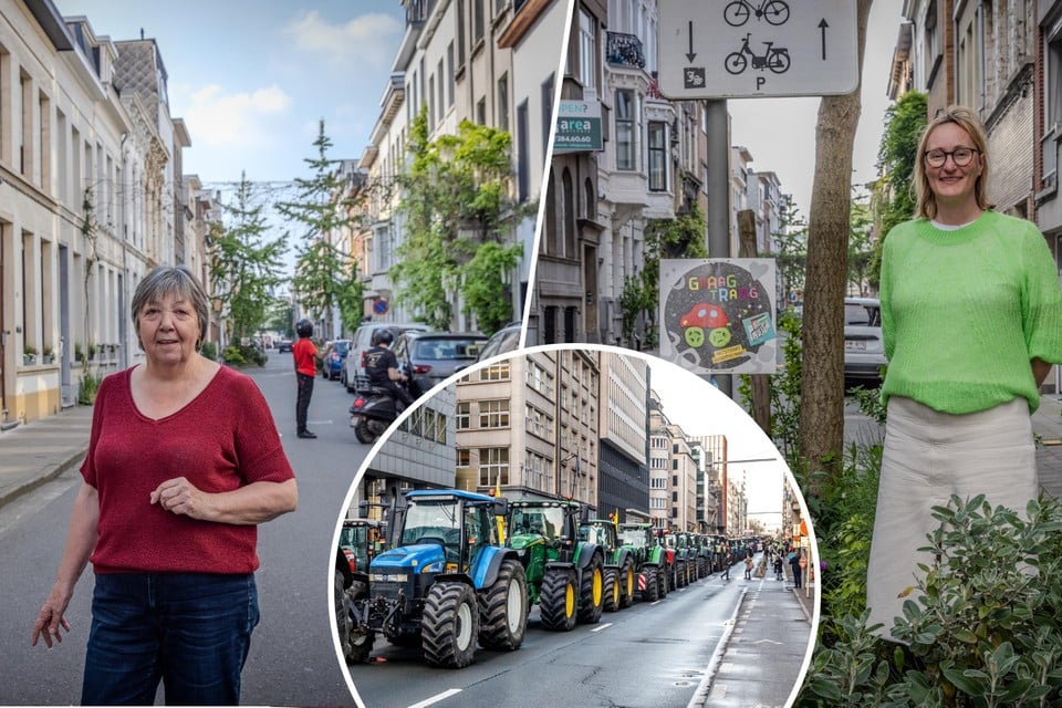 Toeterende tractors en veel drukte in Brusselse Wetstraat, in Antwerpen gaat het traag en is de straat verbonden met groenslingers.