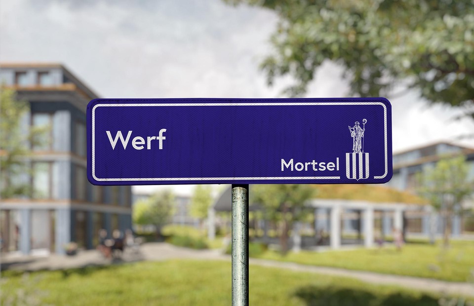 Stad Mortsel maakt al een digitaal straatnaambord.