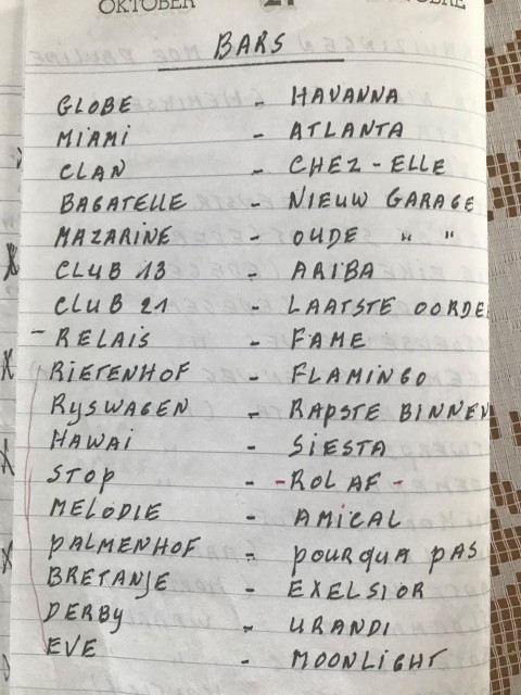 Een lijstje van de bars met welluidende namen die er ooit waren. 