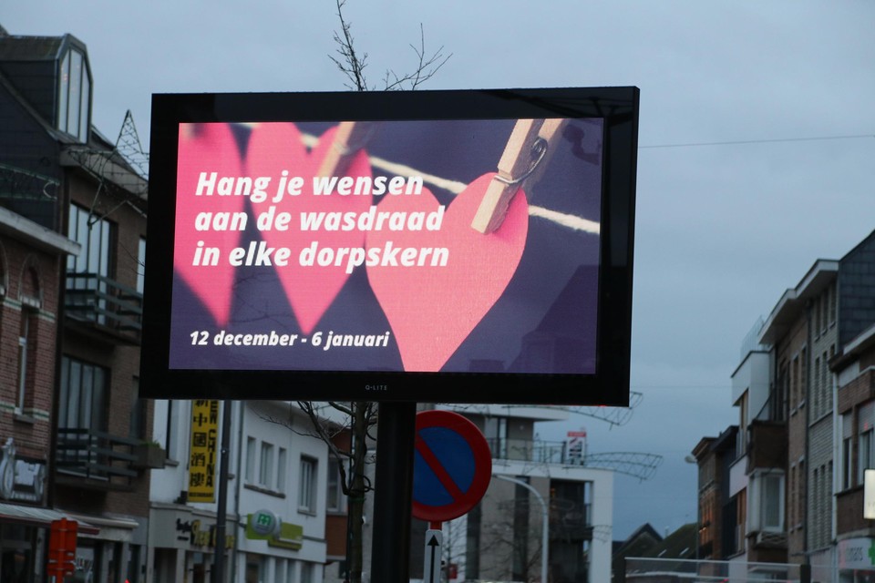 Het ledscherm in Putte-centrum.