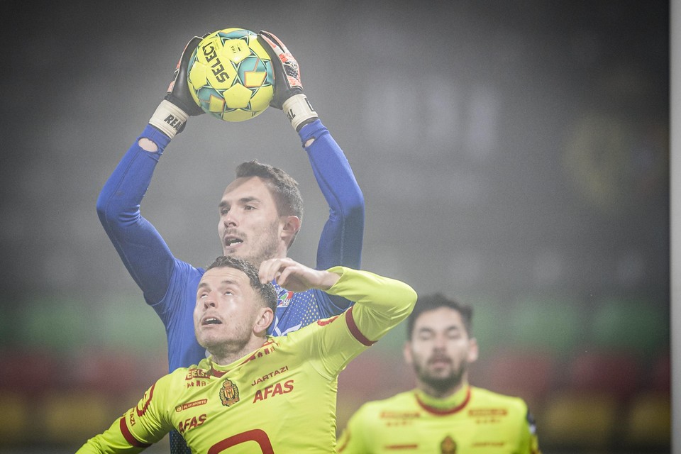 Kerim Mrabti kon de Oostendse doelman net niet verslaan.