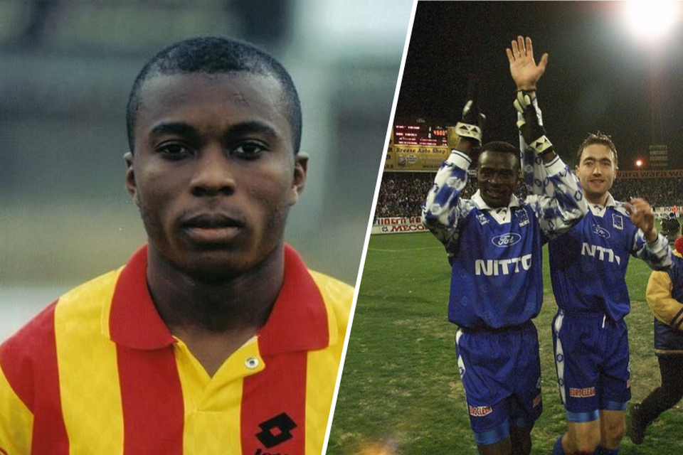 N’Sumbu (links in het shirt van Cappellen) speelde 87 wedstrijden voor KRC Genk (rechts): “Door zijn geweldige techniek was hij onvoorspelbaar.”