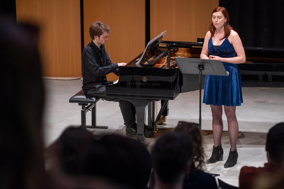 Pianist Toon Mallants and singer Meinse Verhulst perform their version of 'La lune blanche', a poem by Voltaire 