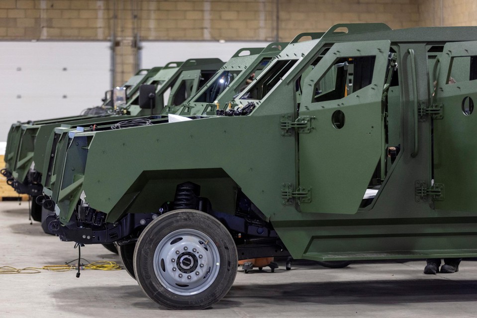 Een ‘Senator’-voertuig dient om militairen, gewonden of munitie te vervoeren.