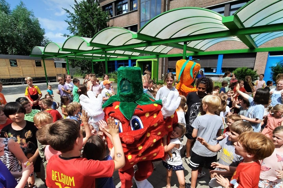 Wie zit er in dat pak van aardbei en wortel, tracht de enthousiaste bende leerlingen te achterhalen.