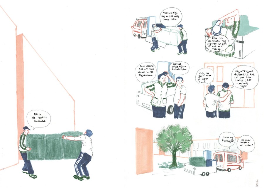 Een fragment uit de stripreportage van Nathalie Carpentier.