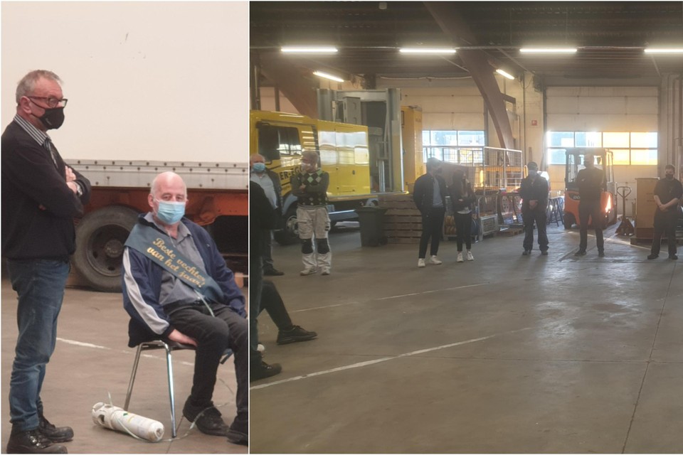 Eddy was erg ontroerd bij het terugzien van zijn collega’s. “In gedachten hebben we elke dag met hem meegevochten”, klinkt het bij Kamiel Stuer (links op de foto met Eddy).