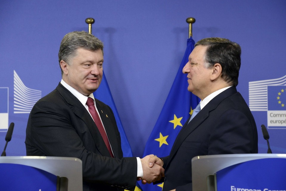 De Oekraïense president Petro Porosjenko had zaterdagmorgen een ontmoeting met de voorzitter van de Europese Commissie, José Manuel Barroso. 