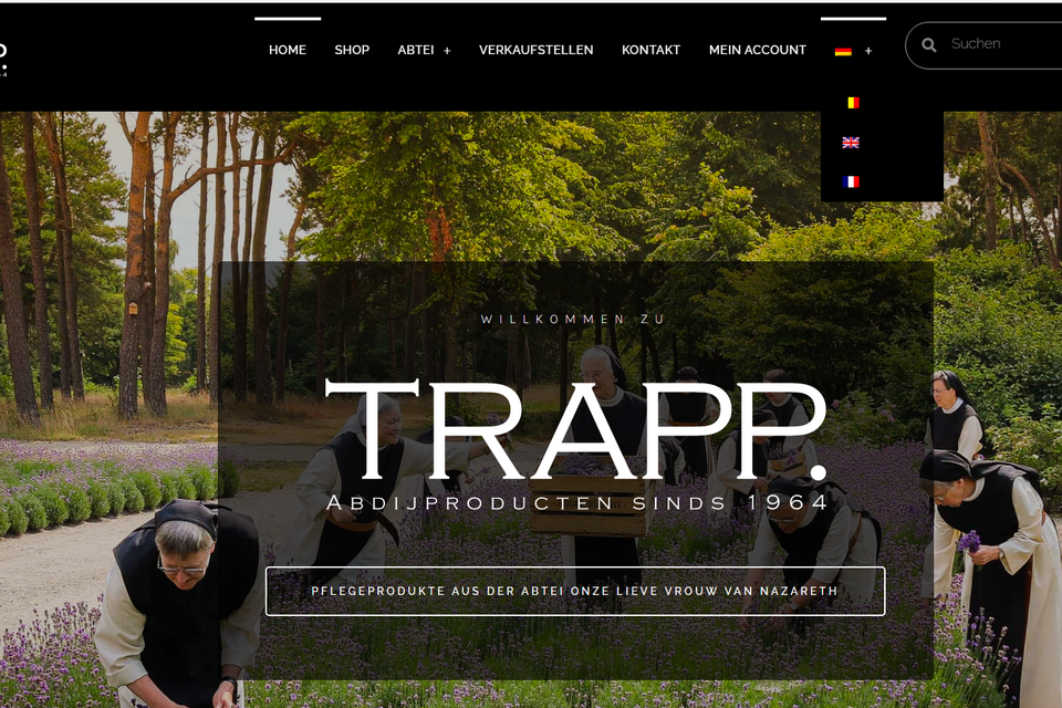 De webshop Trapp.be van de Brechtse trappistinnen is nu ook vertaald in het Duits, Frans en Engels.  