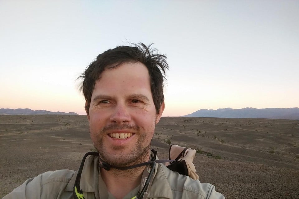 Loncke tijdens een eerdere tocht in Death Valley 