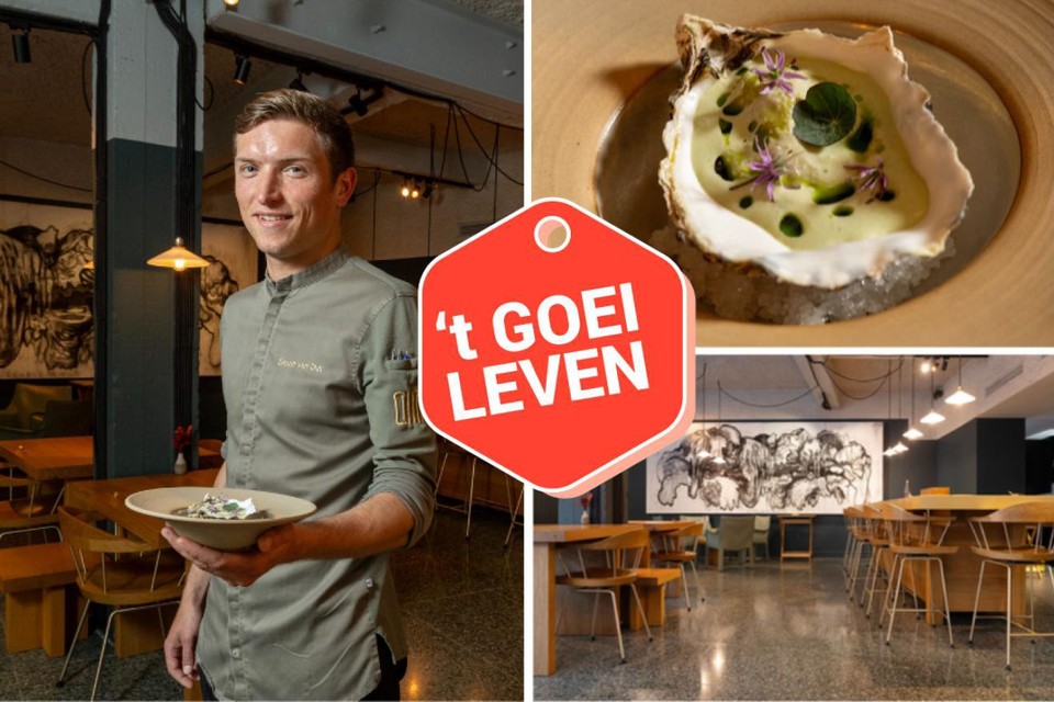 Simon van Dun met zijn oestergerecht dat je dit weekend kan proeven op het foodfestival Mechelen Culinair.