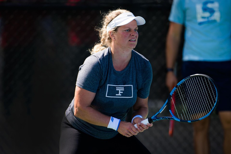 Kim Clijsters op training in Chicago. 