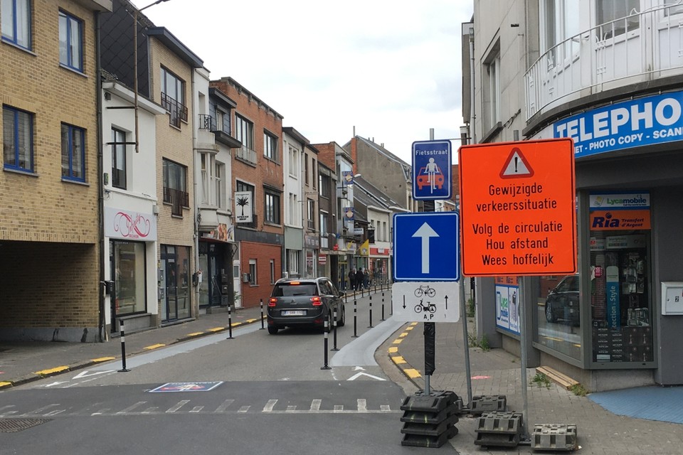 De August Van Landeghemstraat is in coronatijden een fietsstraat. 