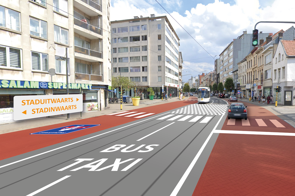 Simulatie van de toekomstige fietsstraat. 