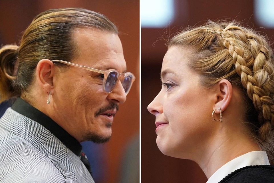 Johnny Depp staat tegenover zijn ex-vrouw Amber Heard in de rechtszaal.