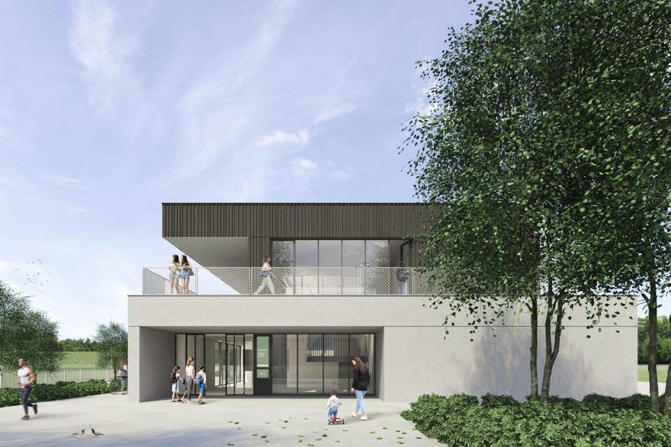 Het eerste ontwerp gaat uit van een gebouw met twee verdiepingen.