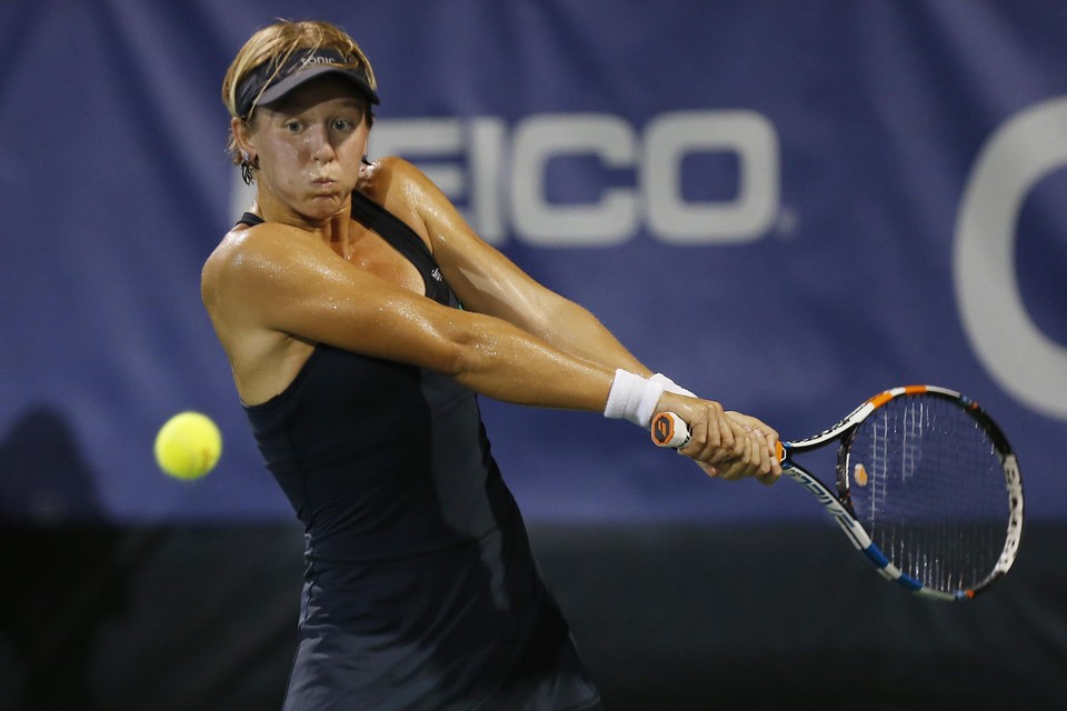 An-Sophie Mestach (2015) op de Citi Open in Washington: “Ik speel nog amper tennis, maar geef wel les.”  