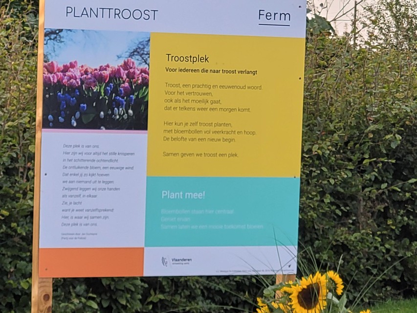 De affiche die de troostplek aankondigt