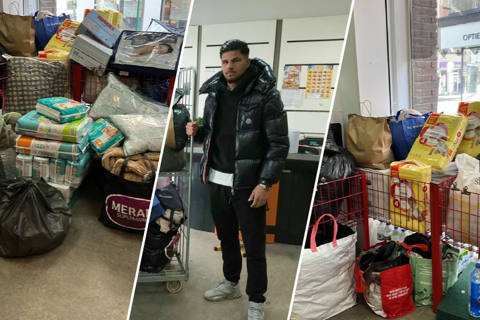 In supermarkt Tek, bij de familie Yilmaz, werd een berg goederen ingezameld.