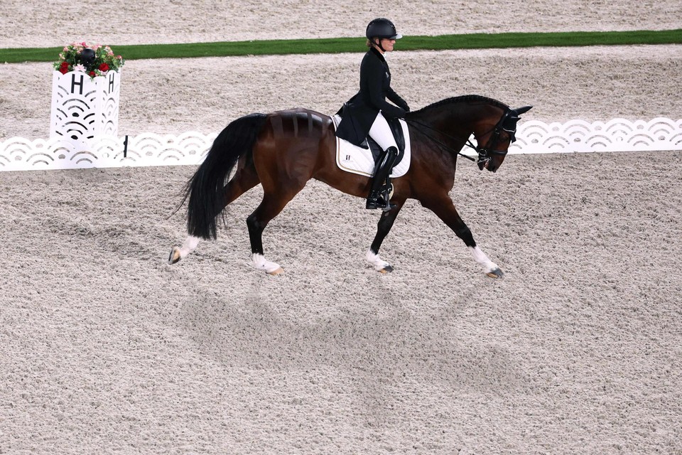 Lara de Liedekerke tijdens de dressuurproef van de eventing.