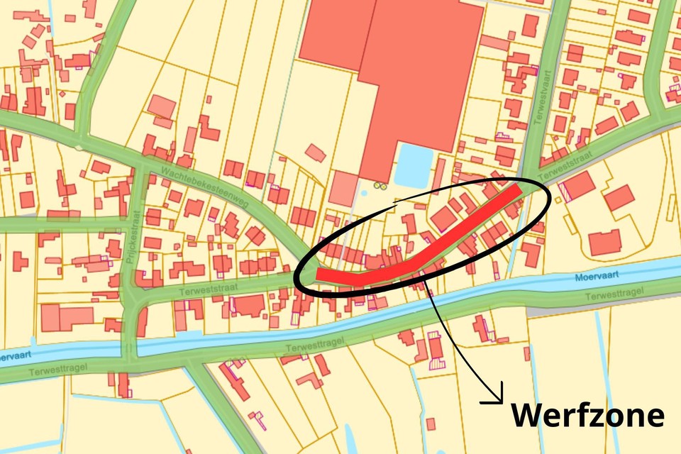 De Terweststraat maakt deel uit van de verbinding met Wachtbeke.