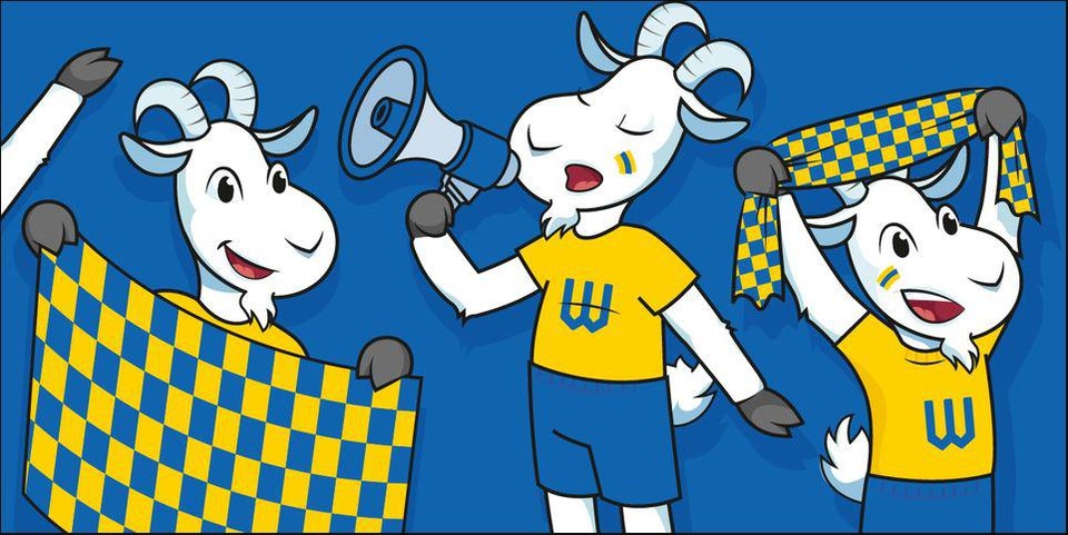 Wilson de mascotte van de Wilrijkse jeugddienst supportert ook mee.