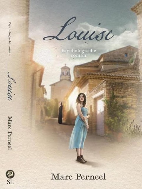 De cover, met Louise en op de achtergrond de kerk van Joucas (F)