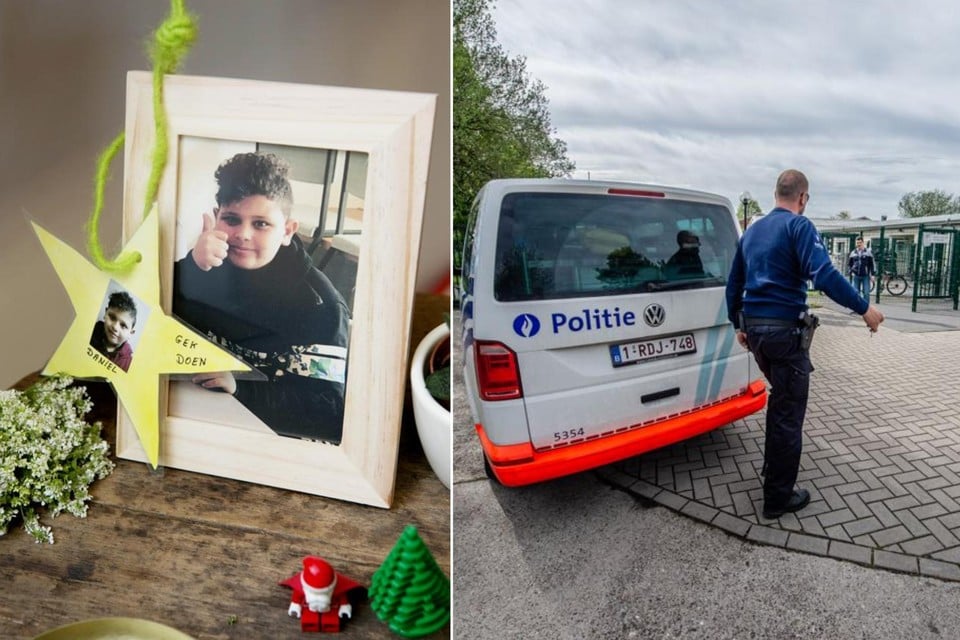 In het asielcentrum werd na het overlijden een herdenkingshoekje ingericht voor Daniel. Op de foto rechts komt de politie ter plekke op de plek van het onheil.