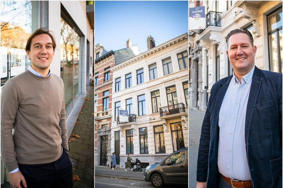 Philippe Gillis (links) en Wim Peleman. Centraal: gevelornamenten, hoge ruimtes, monumentale poorten. Dit zijn ze, de herenhuizen van Antwerpen.  