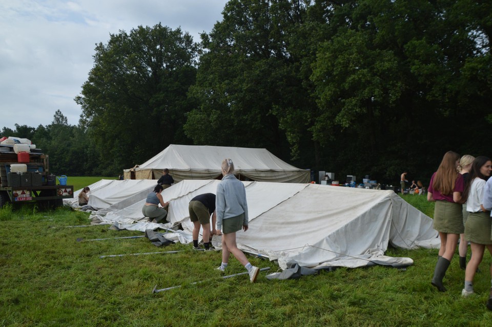 De opbouw. Op 20 juli arriveren de groepen.