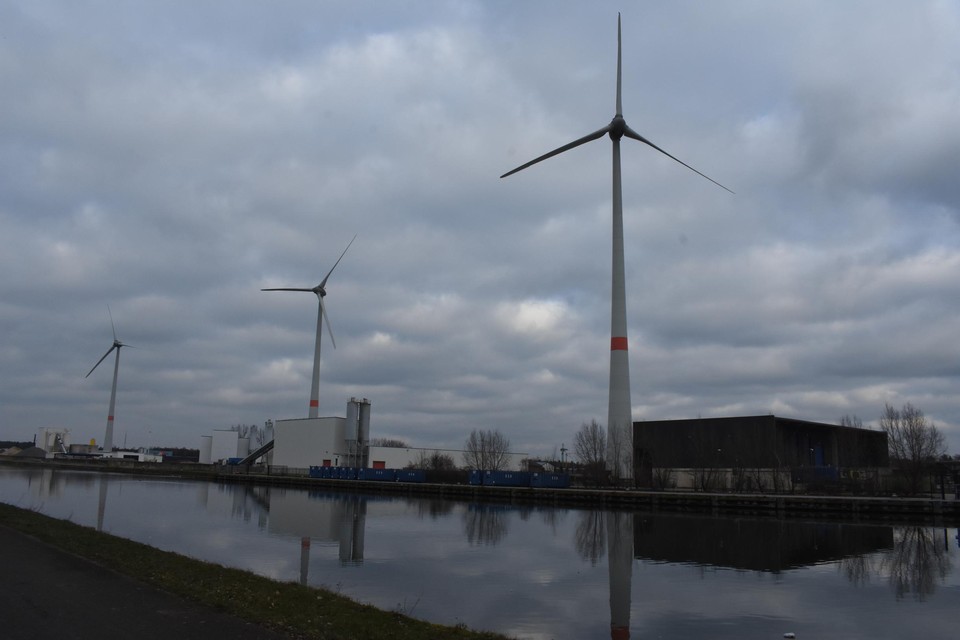 De drie bestaande windturbines in zone Berkebossen.