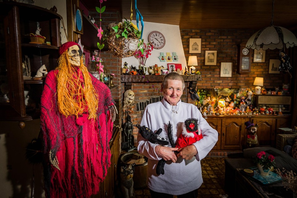 Chris Van Loo uit Mechelen is helemaal klaar voor Halloween. Ze versierde haar voortuin en huis. 