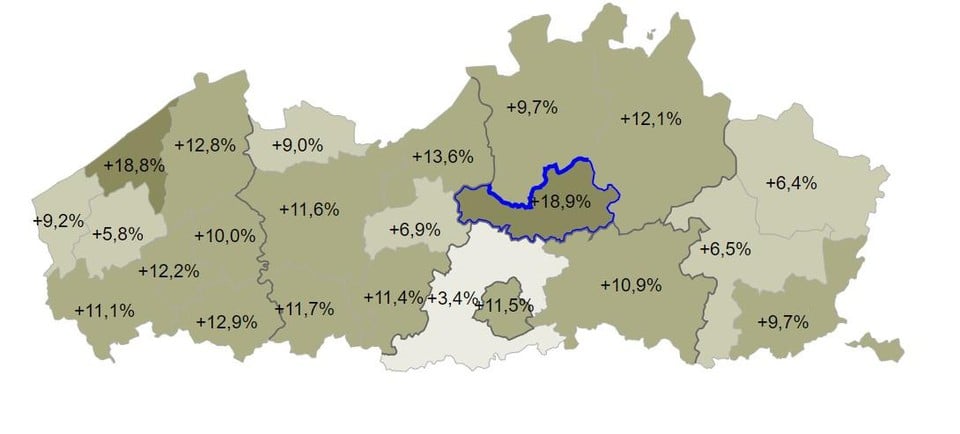 Een overzicht van het aantal werkzoekenden in Vlaanderen.