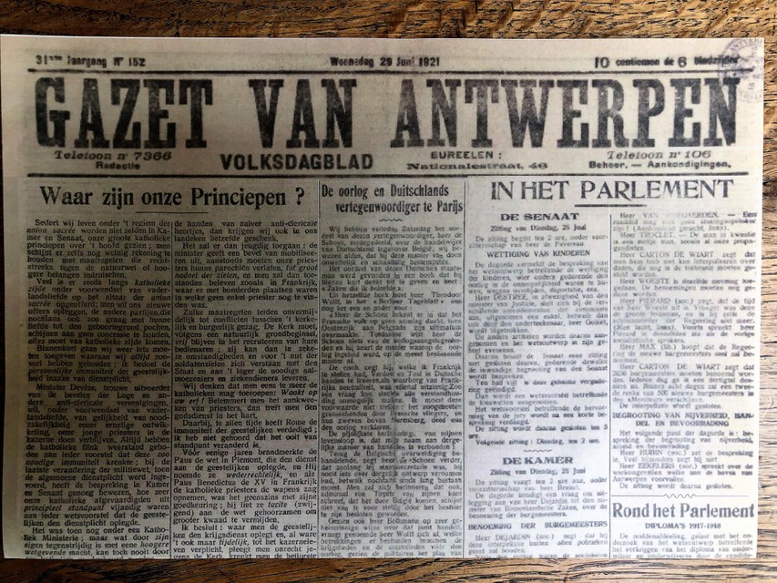 Zo zag de krant er uit op 29 juni 1921, de geboortedag van Gust. 