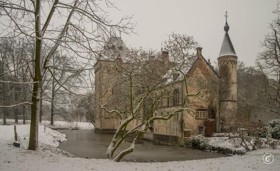 Het kasteel van Westmalle in de winter.
